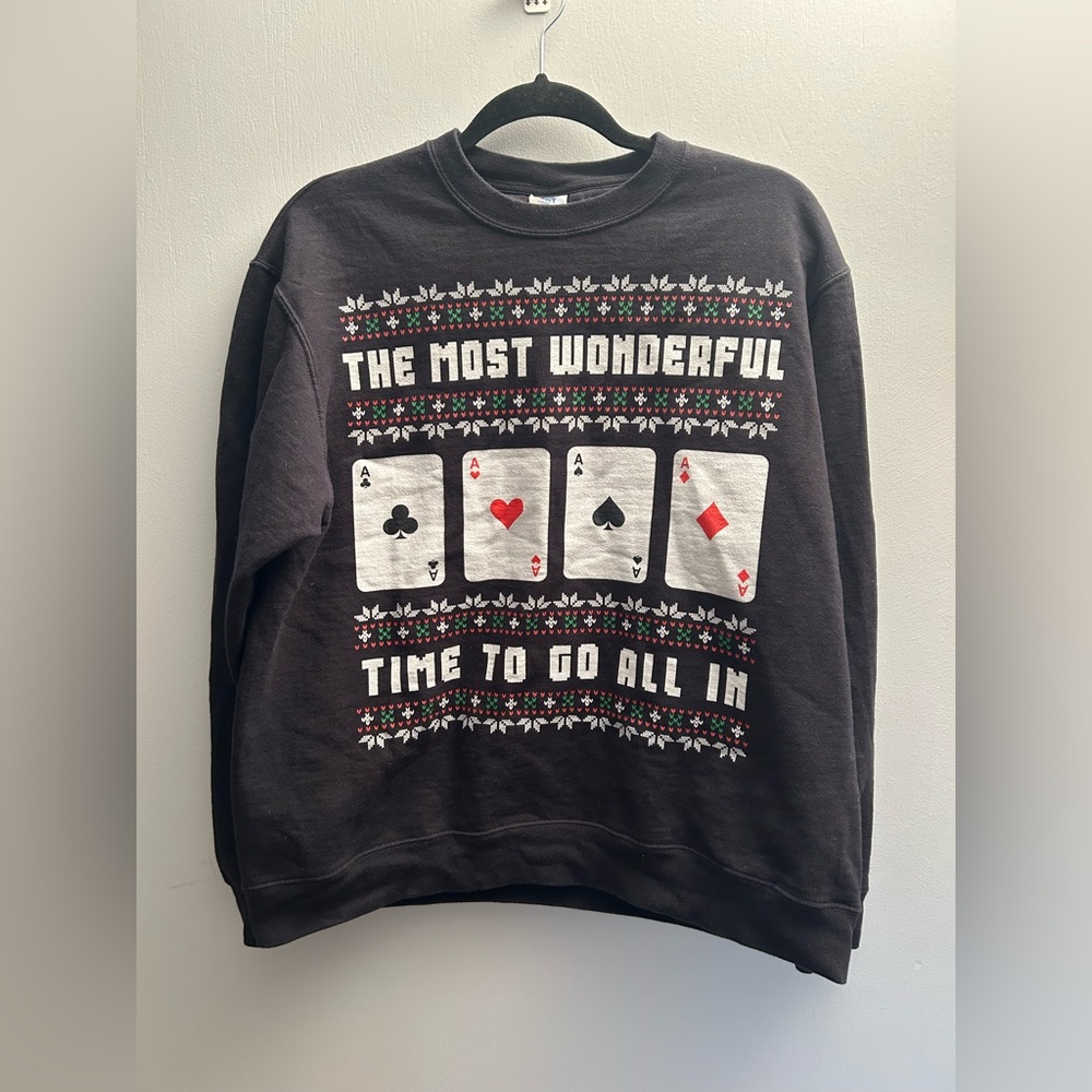 Black Poker Themed Men's Christmas Sweater